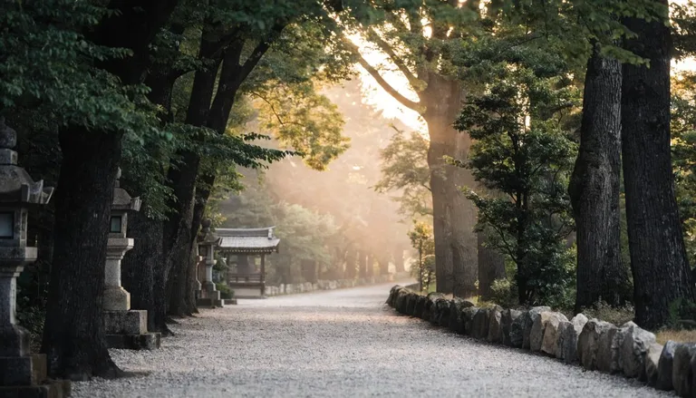 夕暮れの東京の静かな住宅街。低い建物と穏やかな空